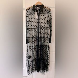 NWT - Zara - tulle polka dot collard dress